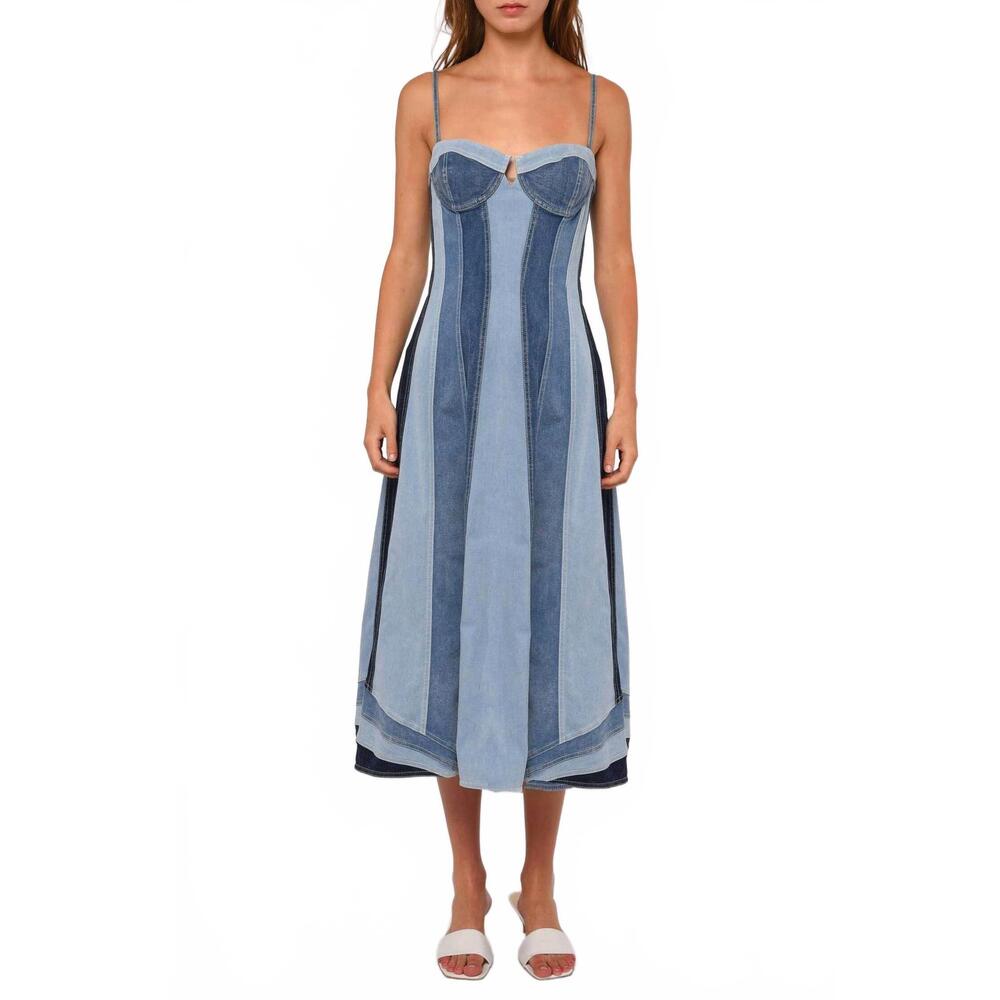 NEW LOVE THE LABEL mackenzie paneled denim dress in blue